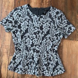 Ann Taylor Factory Blouse With Lace Design. Color: Grey. Size: Petite XS.